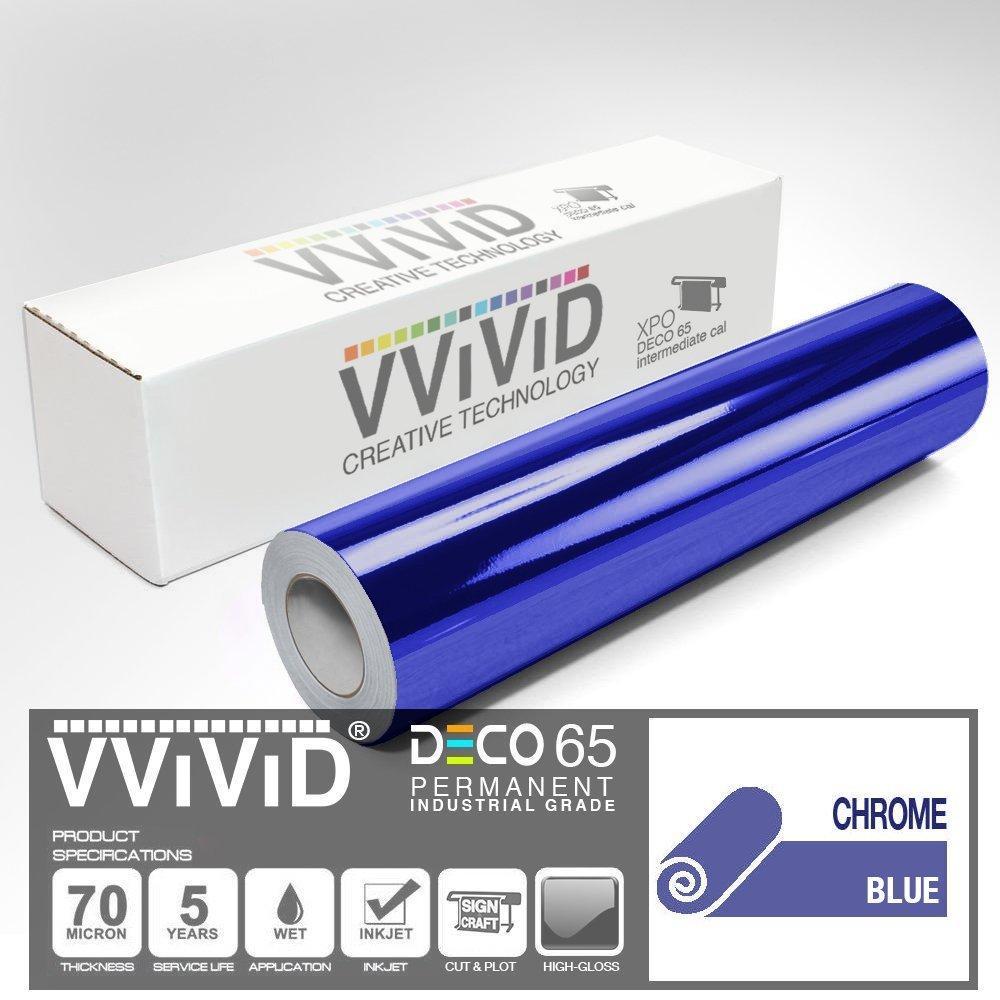 DECO65 Chrome Blue Permanent Craft Vinyl Film, VViViD Vinyl